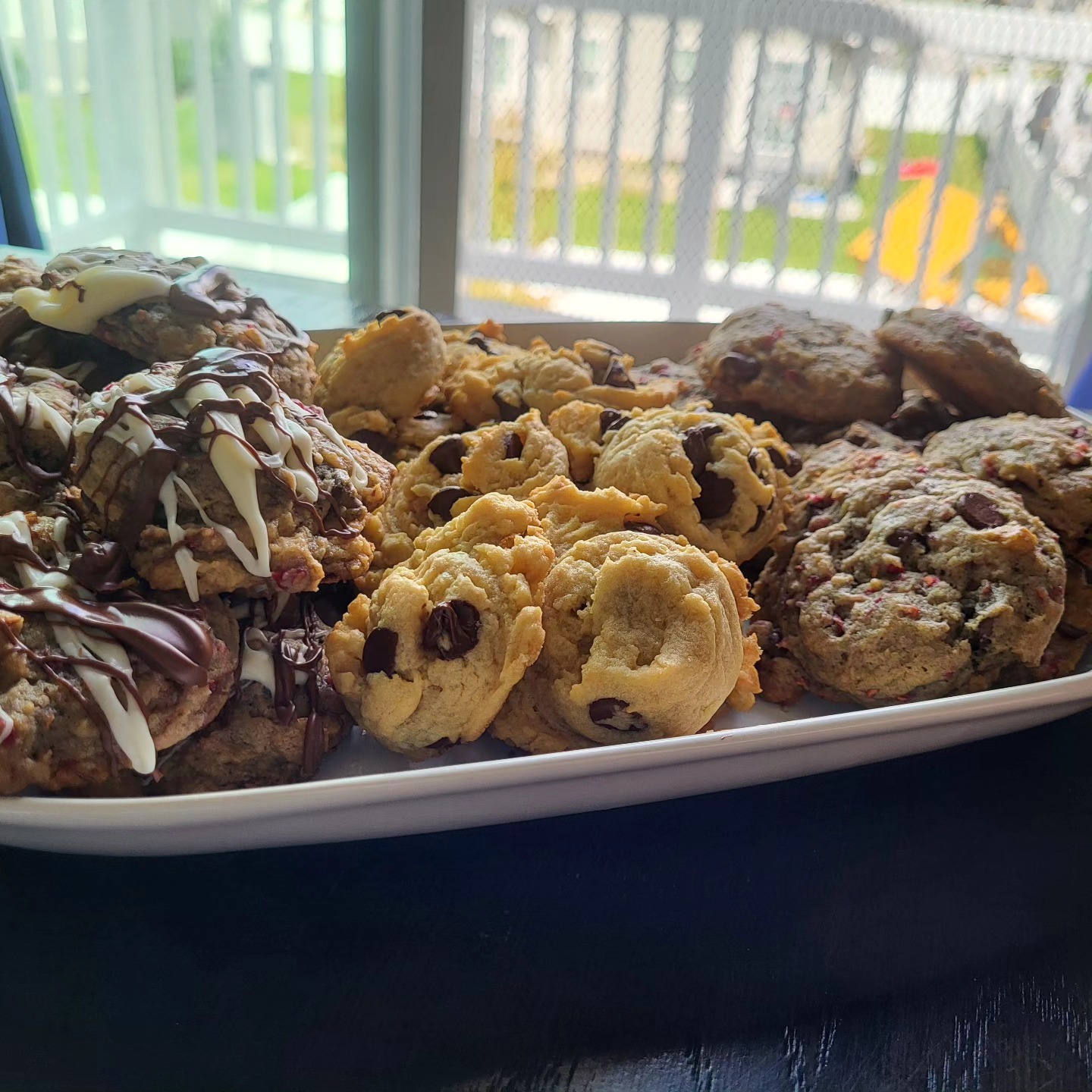 A platter of freshly baked cookies from B's Treats